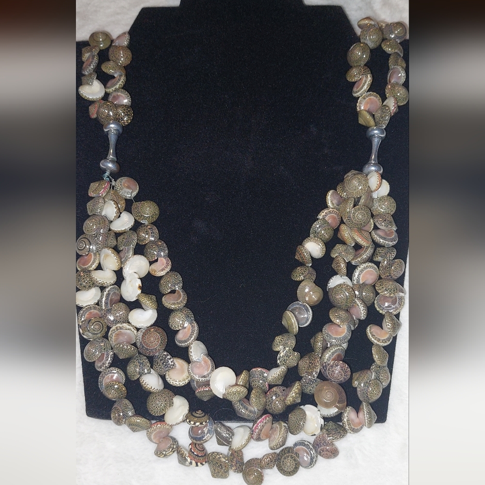 Silver and Cream Sea Snail Shell Necklace